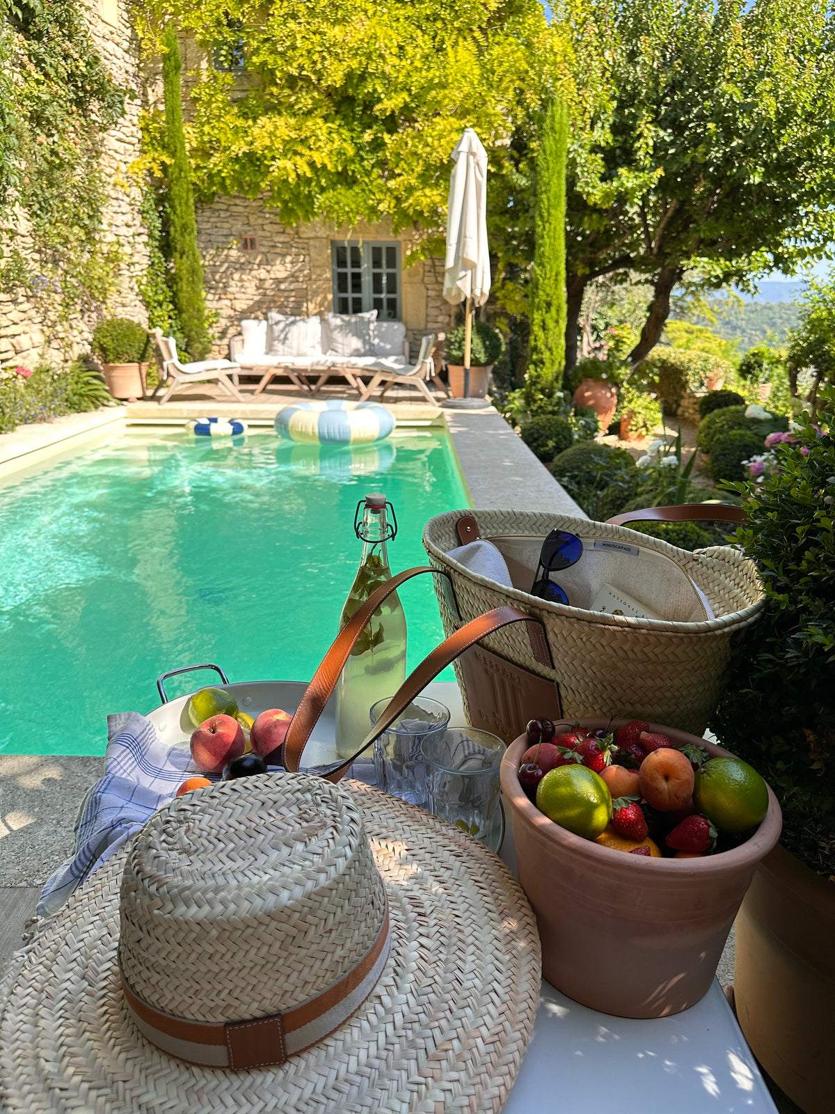 MAISON MESSAGER x MESSAGER de VORDENSE - Gordes Straw &amp; Leather Tote / Market / Beach Bag - Camel Leather