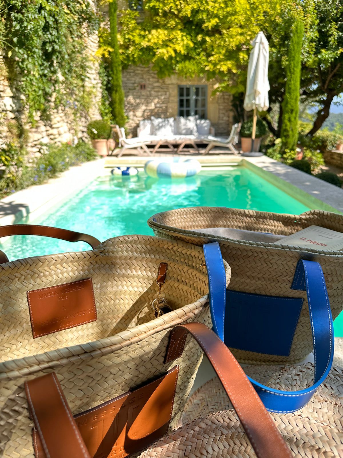 MAISON MESSAGER x MESSAGER de VORDENSE - Gordes Straw &amp; Leather Tote / Market / Beach Bag - Camel Leather