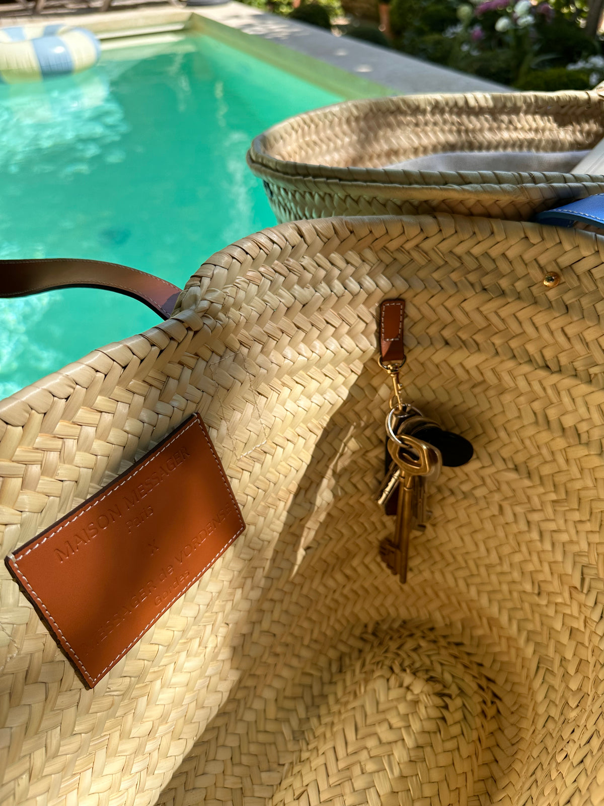 MAISON MESSAGER x MESSAGER de VORDENSE - Gordes Straw &amp; Leather Tote / Market / Beach Bag - Camel Leather