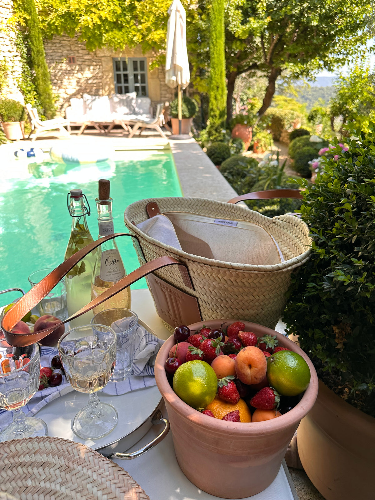 MAISON MESSAGER x MESSAGER de VORDENSE - Gordes Straw &amp; Leather Tote / Market / Beach Bag - Camel Leather