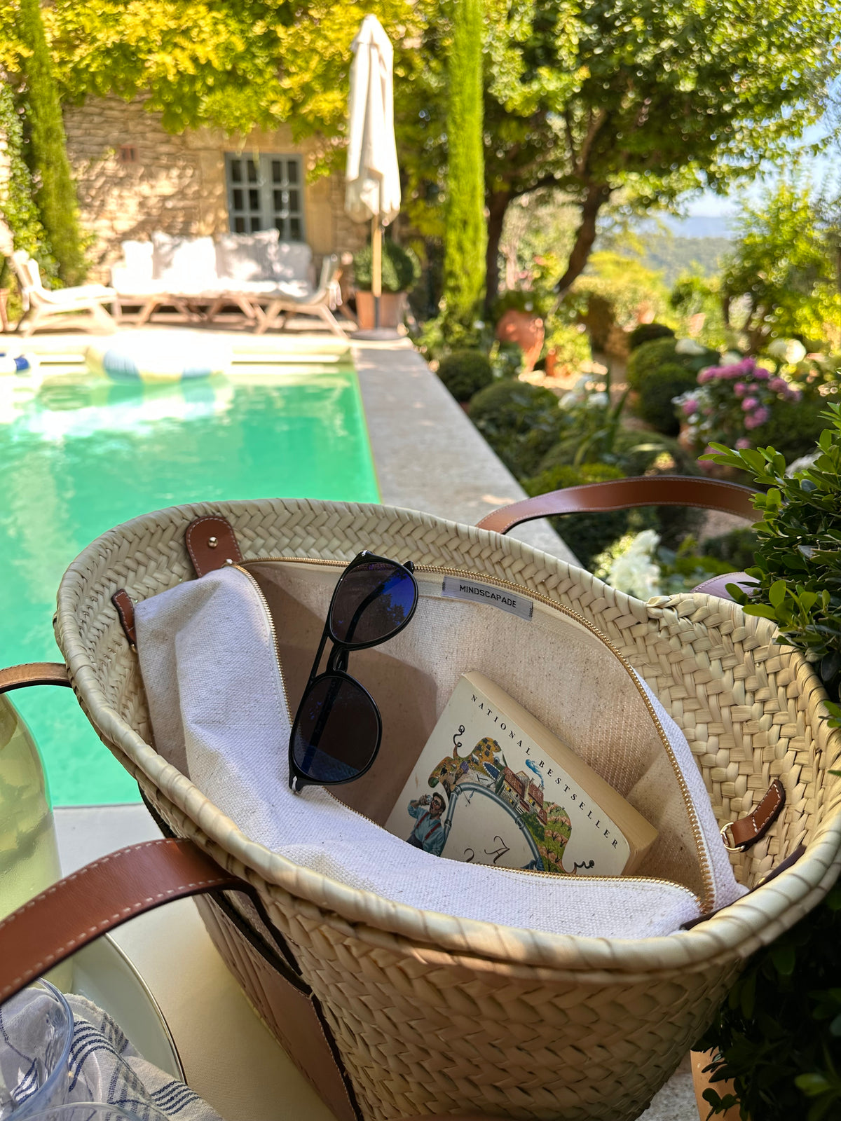 MAISON MESSAGER x MESSAGER de VORDENSE - Gordes Straw &amp; Leather Tote / Market / Beach Bag - Camel Leather