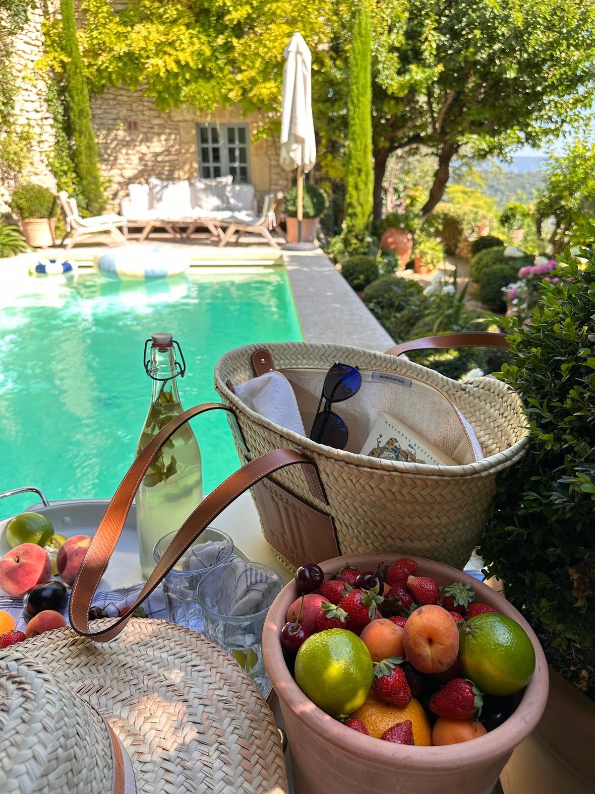 MAISON MESSAGER x MESSAGER de VORDENSE - Gordes Straw &amp; Leather Tote / Market / Beach Bag - Camel Leather