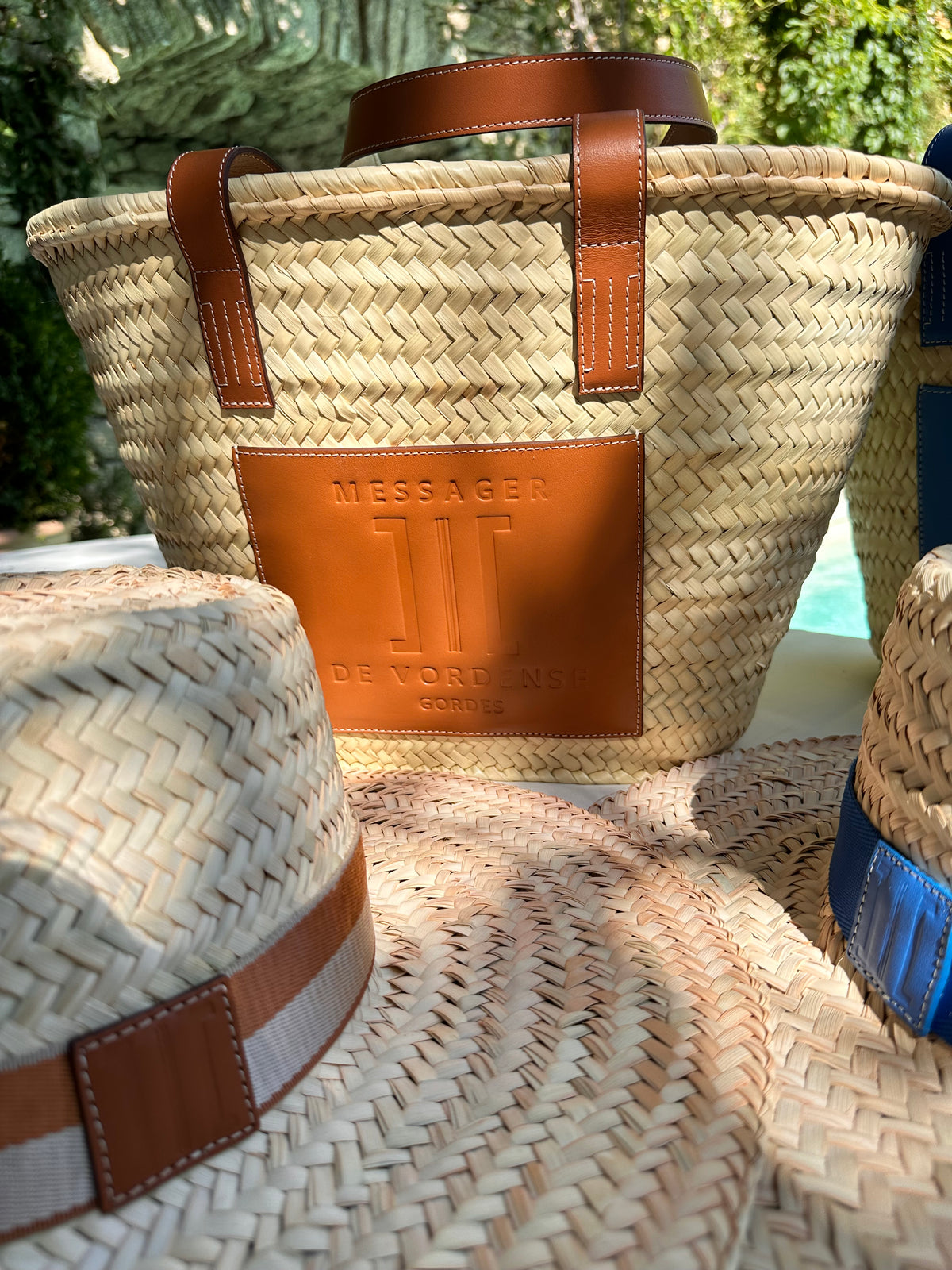 MAISON MESSAGER x MESSAGER de VORDENSE - Gordes Straw &amp; Leather Tote / Market / Beach Bag - Camel Leather