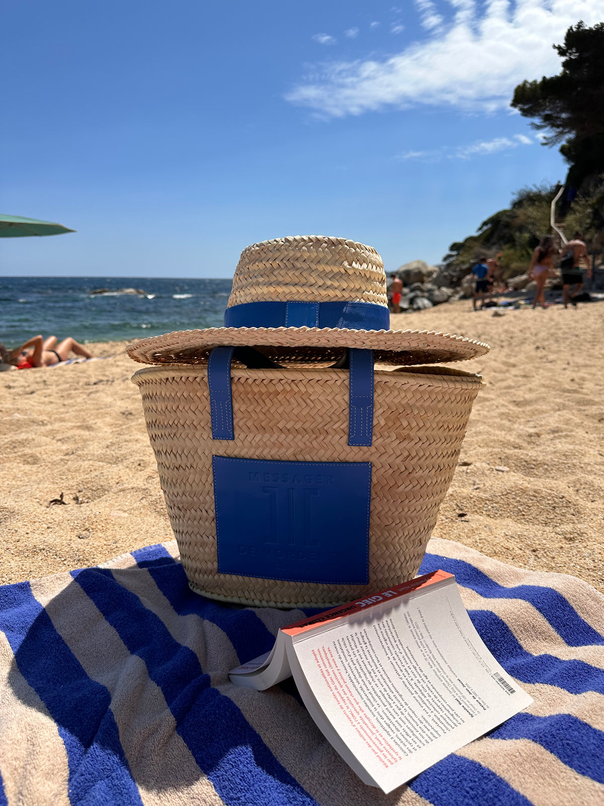 MAISON MESSAGER x MESSAGER de VORDENSE - Gordes Straw &amp; Leather Hat - Blue Leather