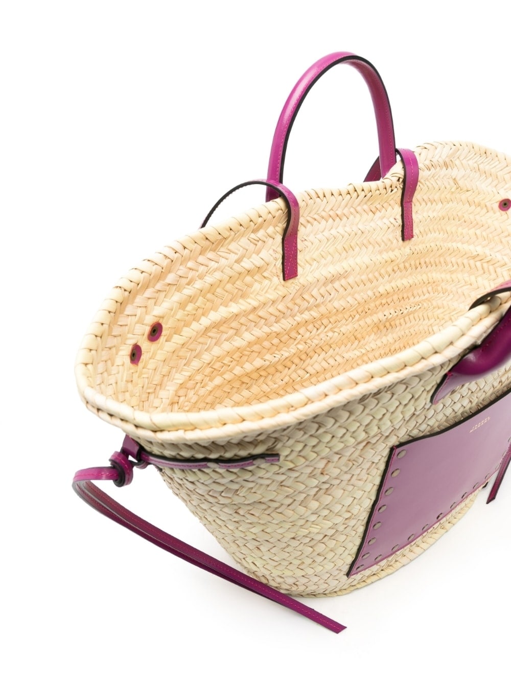 ISABEL MARANT - Cadix Straw &amp; Leather Tote / Market / Beach Bag - Pink Leather