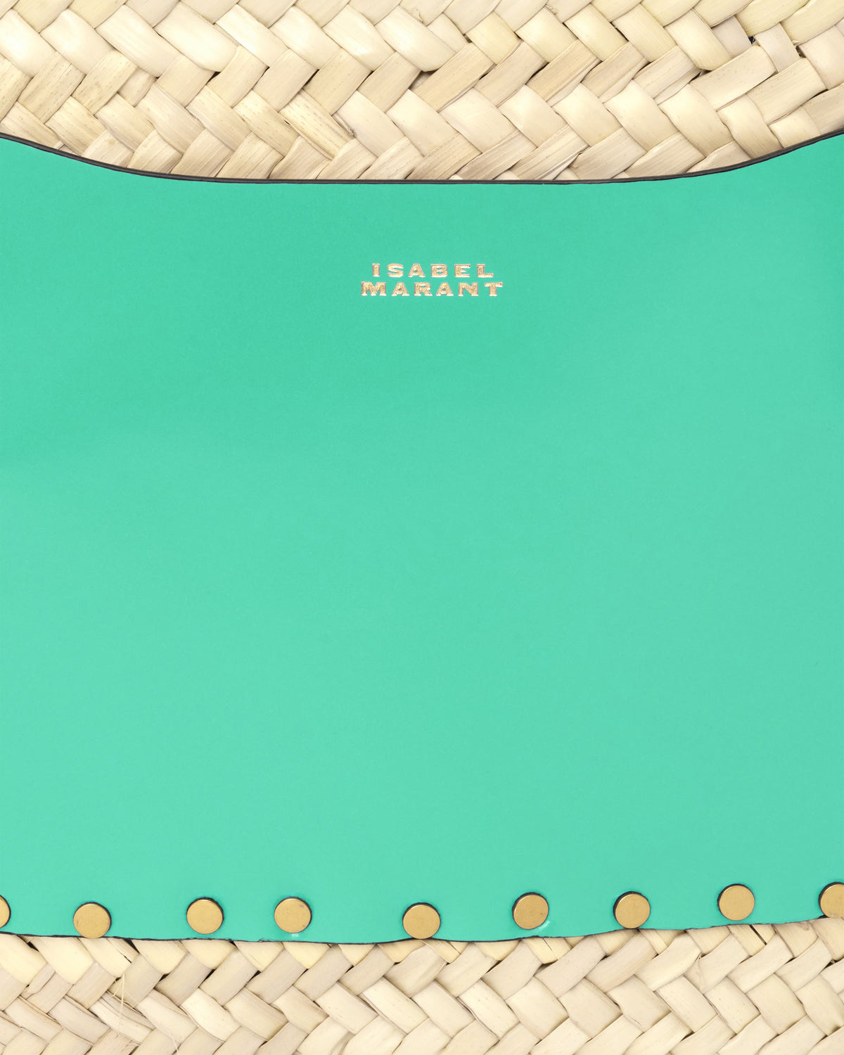 ISABEL MARANT - Cadix Straw &amp; Leather Tote / Market / Beach Bag - Green Leather