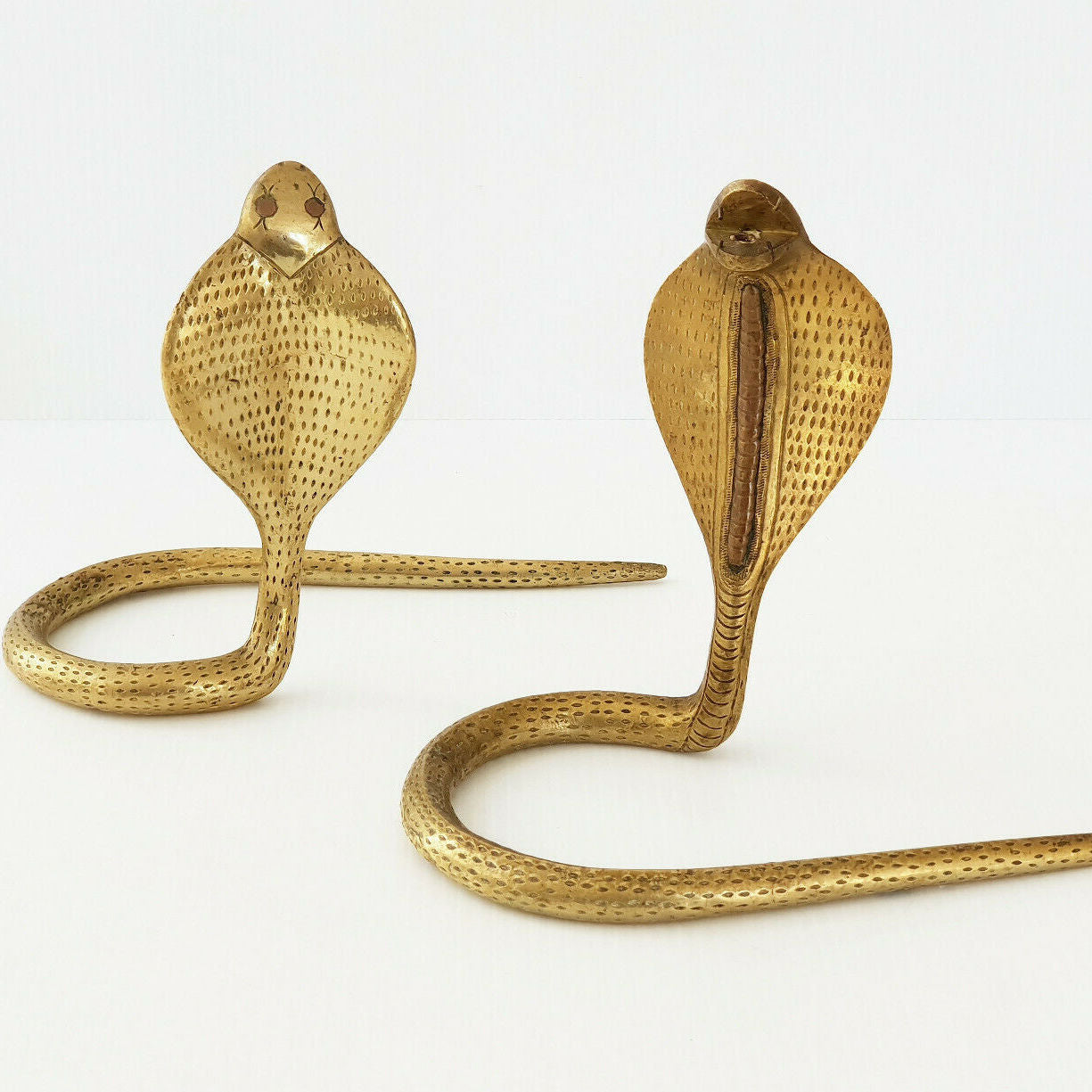 Pair of Vintage Cobra Snakes in Golden Brass circa 70's