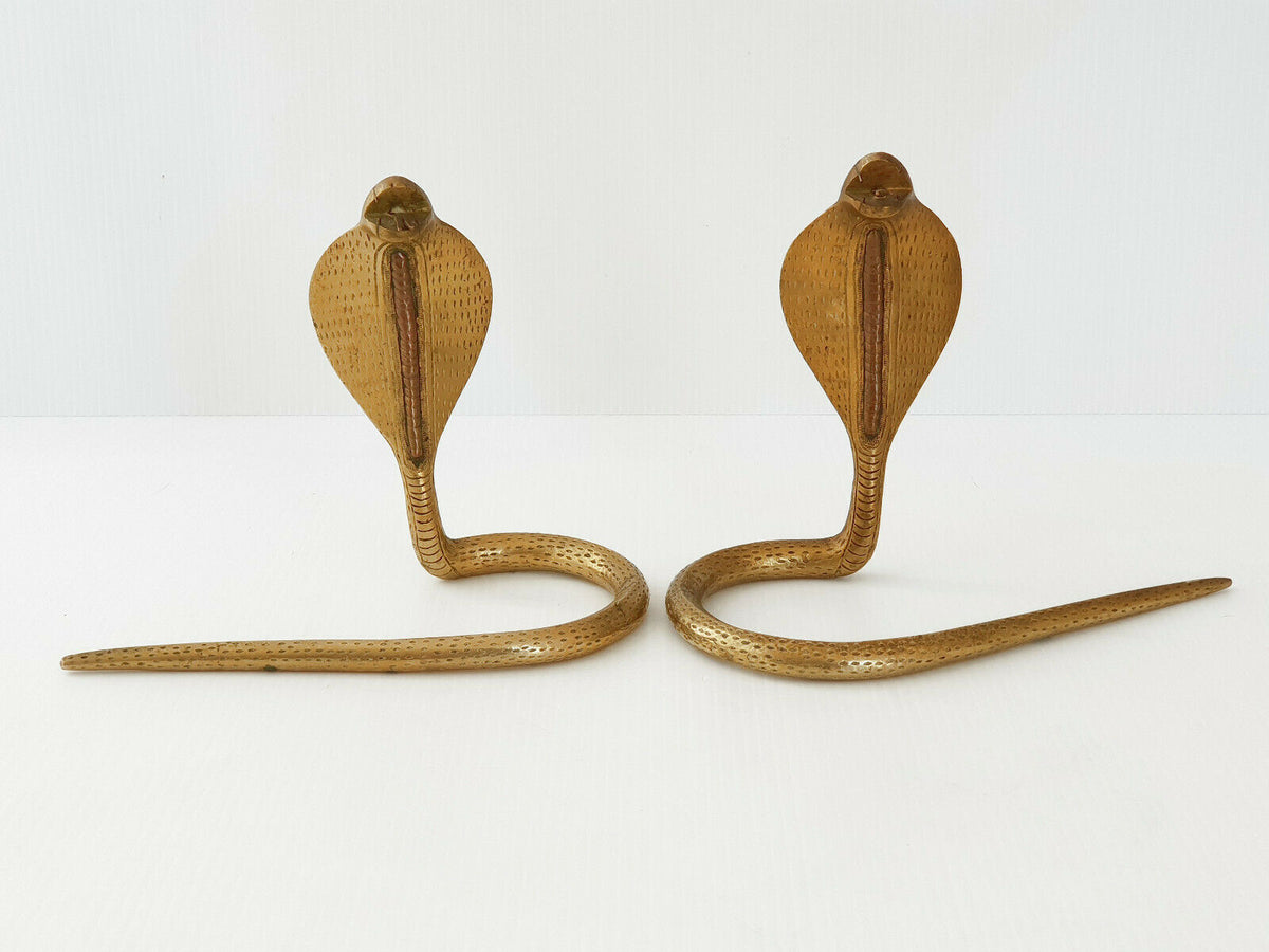 Pair of Vintage Cobra Snakes in Golden Brass circa 70&#39;s