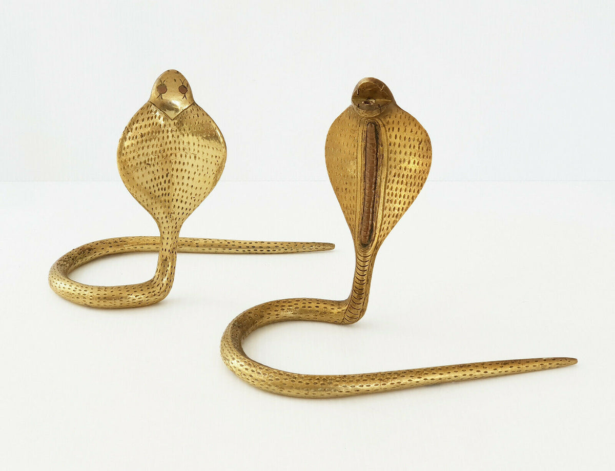 Pair of Vintage Cobra Snakes in Golden Brass circa 70&#39;s