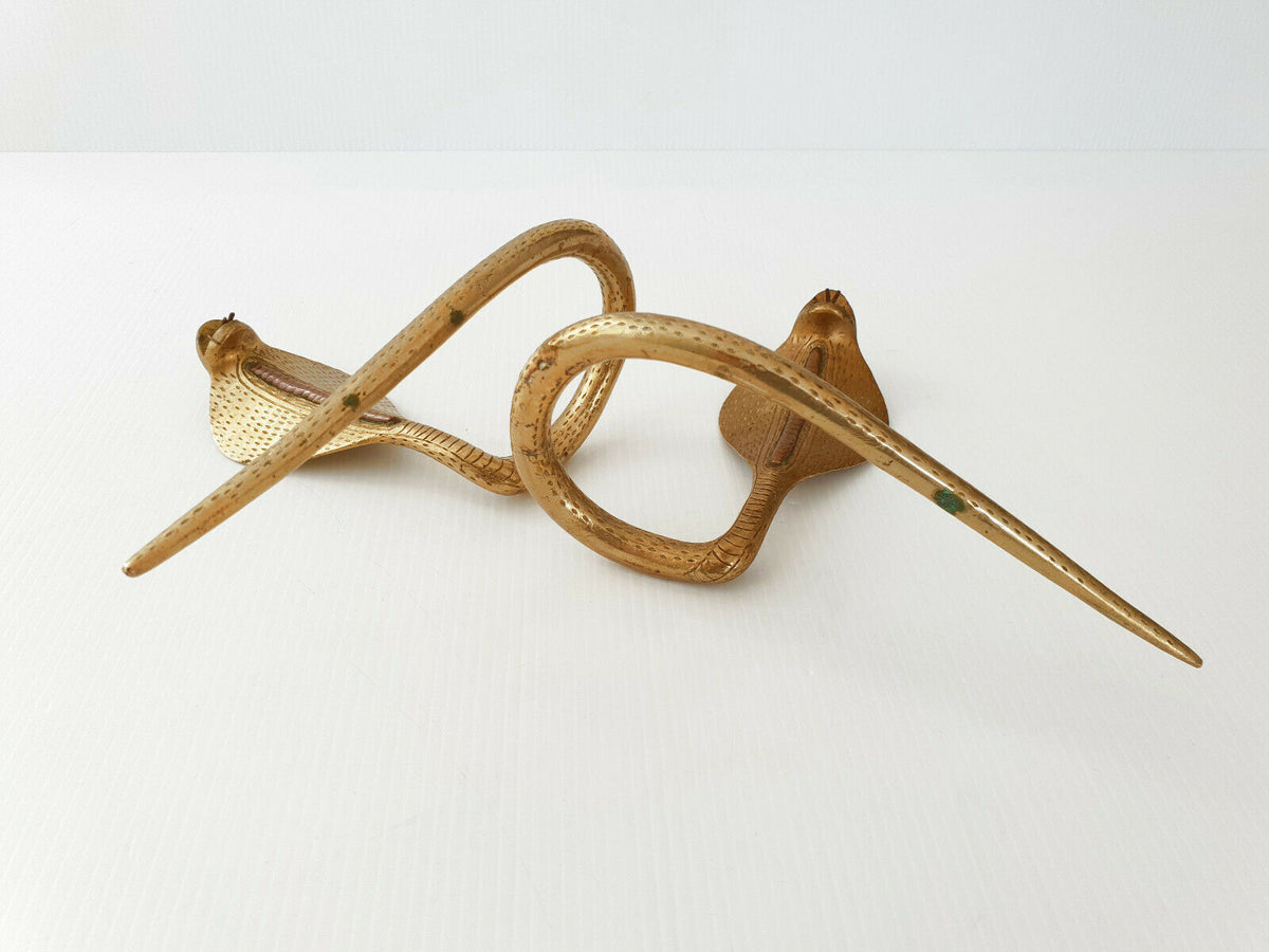 Pair of Vintage Cobra Snakes in Golden Brass circa 70&#39;s
