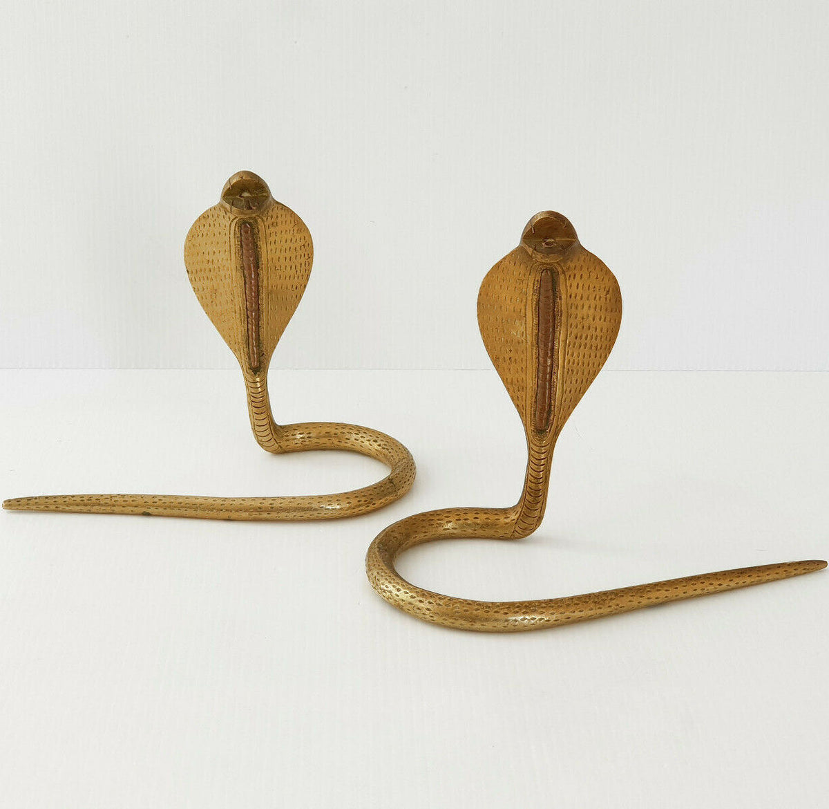 Pair of Vintage Cobra Snakes in Golden Brass circa 70&#39;s