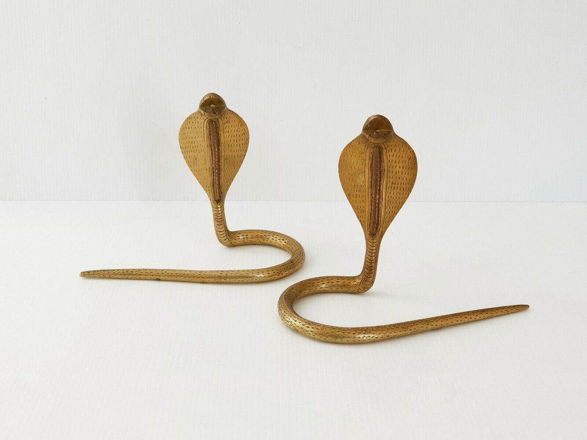 Pair of Vintage Cobra Snakes in Golden Brass circa 70&#39;s