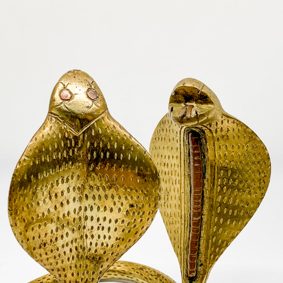 Pair of Vintage Cobra Snakes in Golden Brass circa 70&#39;s