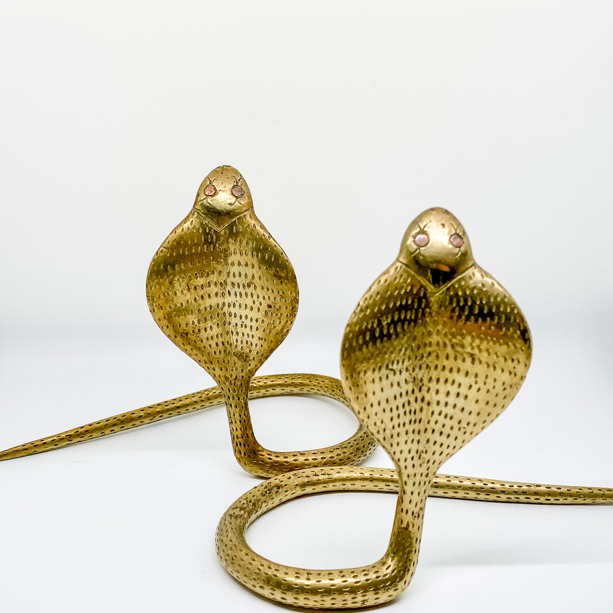 Pair of Vintage Cobra Snakes in Golden Brass circa 70&#39;s