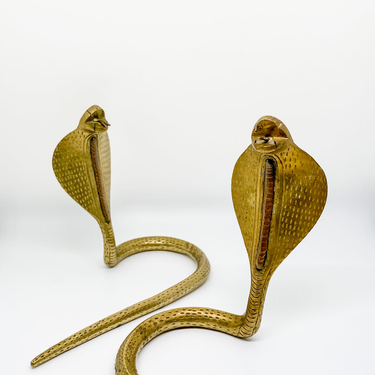 Pair of Vintage Cobra Snakes in Golden Brass circa 70&#39;s