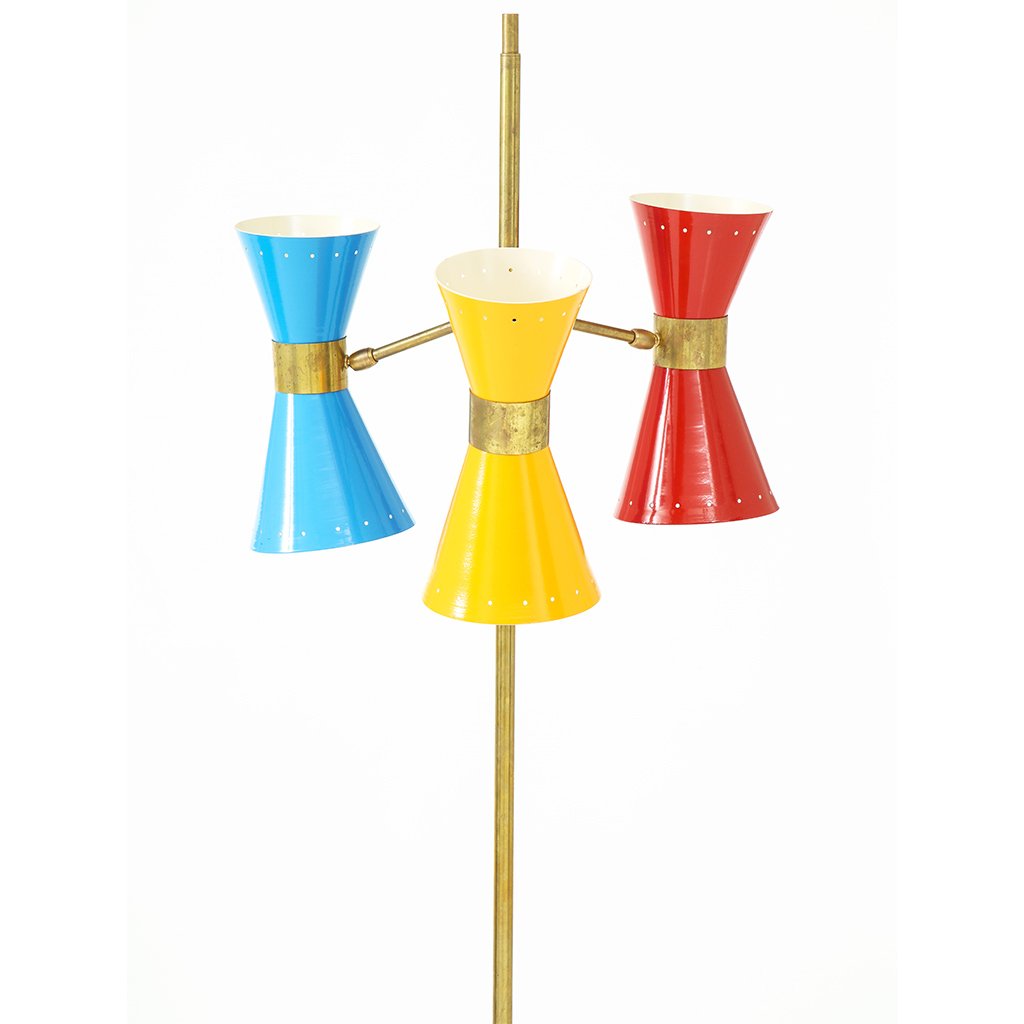 Stilnovo Diabolo Three Arms Brass Floor Lamp