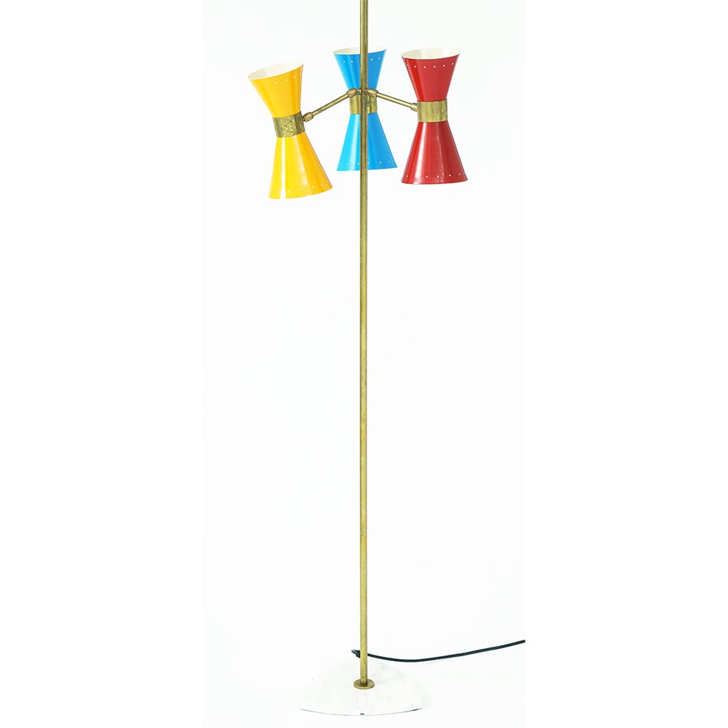Stilnovo Diabolo Three Arms Brass Floor Lamp